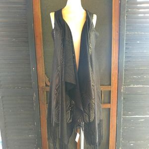 L.I.B. Black Lace Fringe Kimono (NWT)